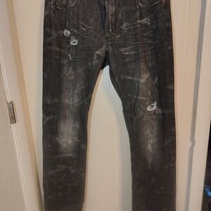 Akoo Men's Distressed Gray Jeans